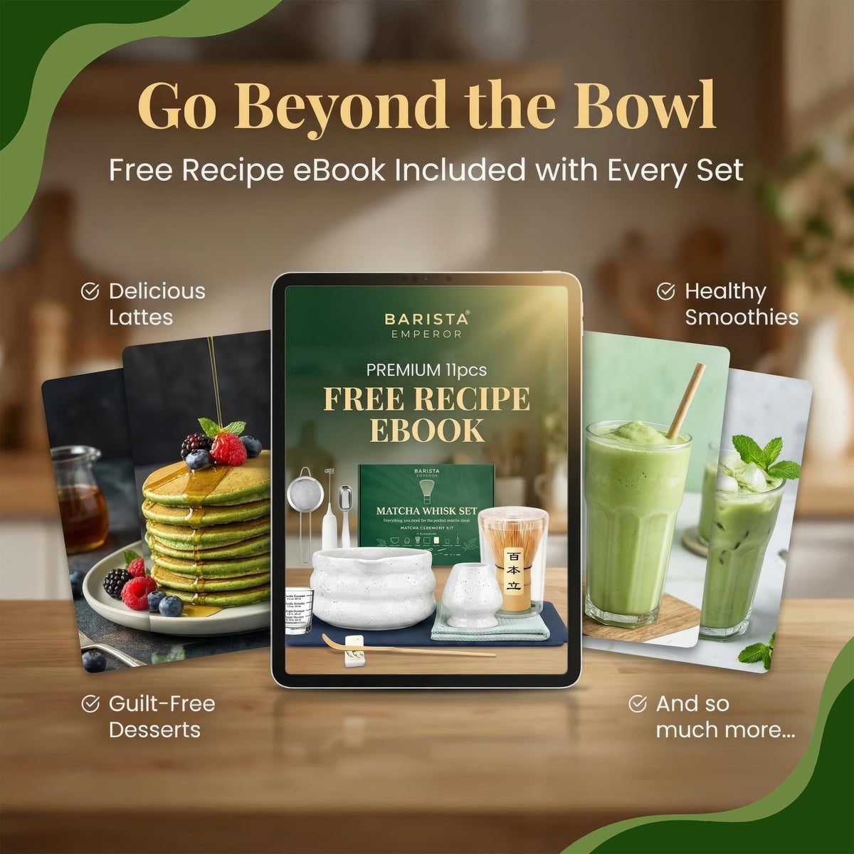 Barista Emperor Matcha Whisk Set soft cloth for quick cleanups.