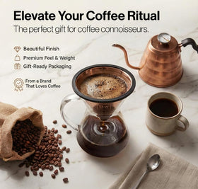 Barista Warrior brewed coffee pours into a mug highlighting aroma