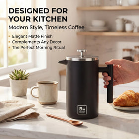 Barista Warrior double-wall insulation keeps coffee hot longer for savor-ready cups