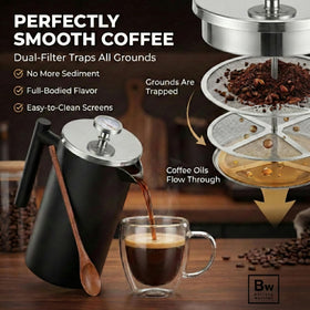 Barista Warrior dual-screen system yields a cleaner, fuller cup by filtering grounds