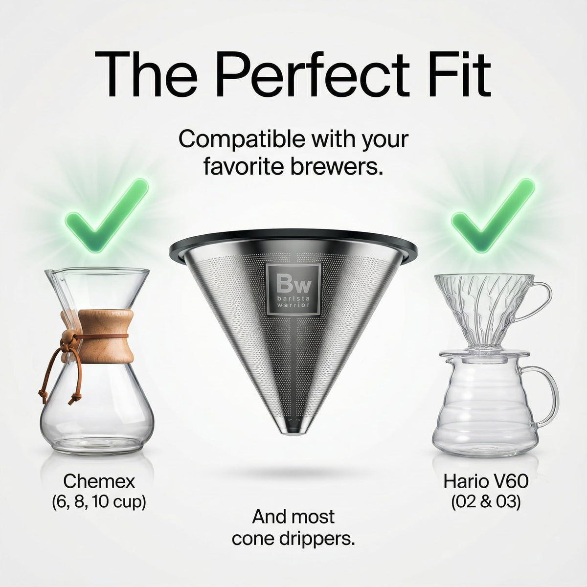 Barista Warrior filter fits Hario V60 for eco-friendly brews