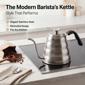 Barista Warrior stove-compatible kettle heats evenly on any burner.