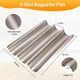 Barlket baguette pan long handles offer secure grip during loading