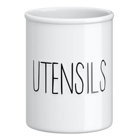 Barnyard Designs ceramic utensil holder white on countertop for tidy display