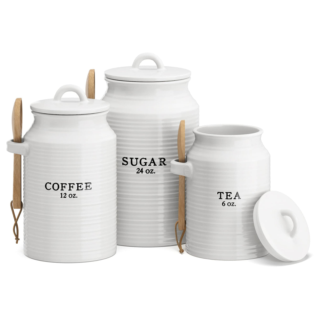 Barnyard Designs coffee canister set on a clean counter for organized storage.