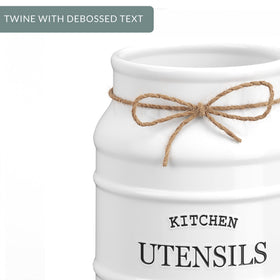 Barnyard Designs farmhouse kitchen decor utensil holder in white finish