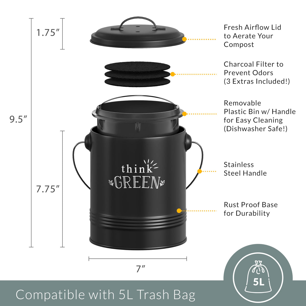 Barnyard Designs fresh-airflow lid promotes aeration and reduces smells.