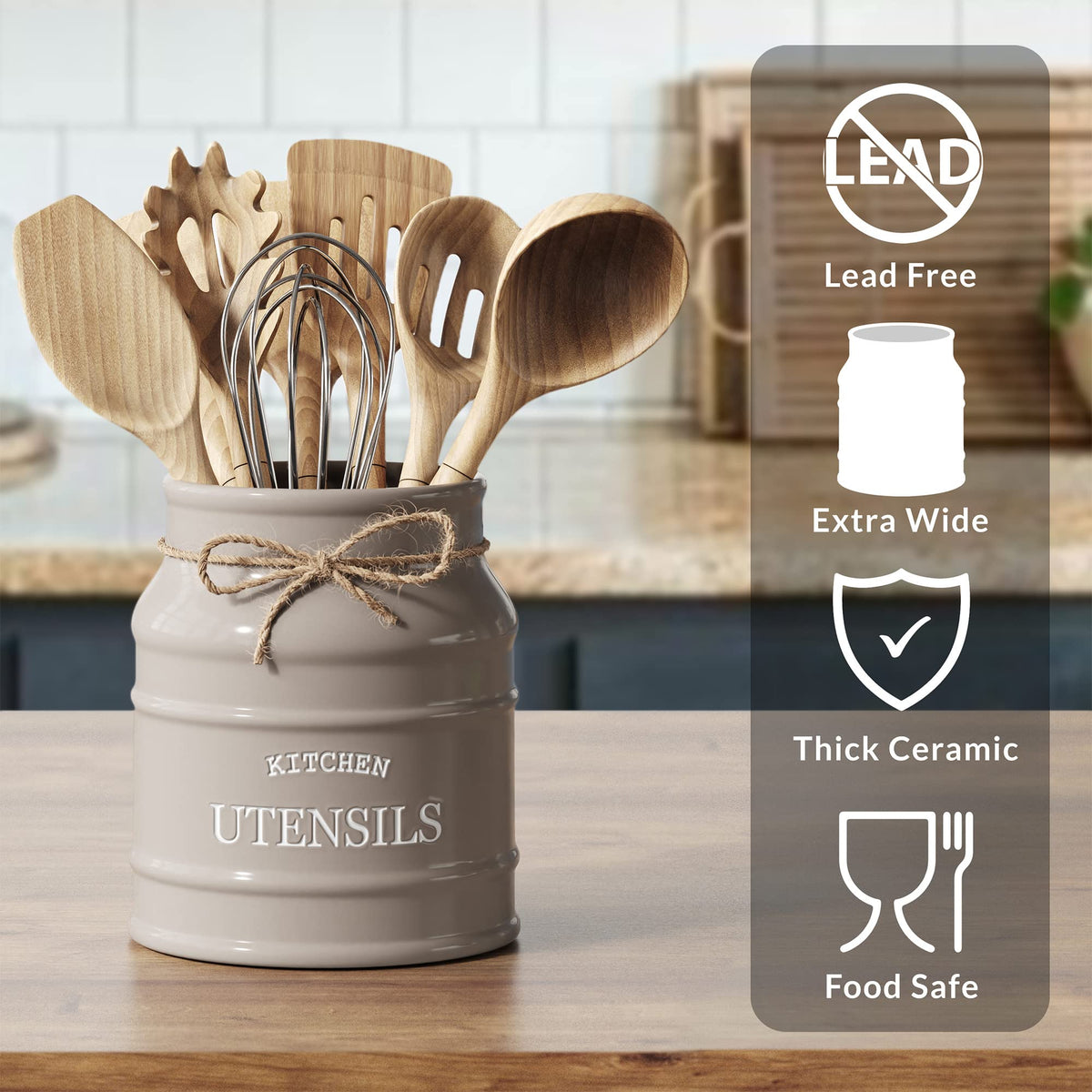 Barnyard Designs kitchen counter organizer for easy utensil access.