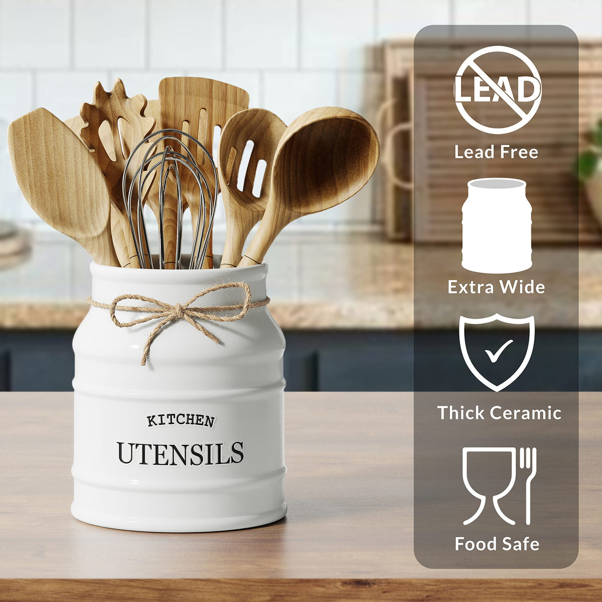 Barnyard Designs kitchen countertop organizer displays spoons and spatulas within reach