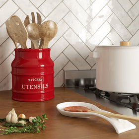 Barnyard Designs kitchen counter organizer keeps utensils neatly within reach.
