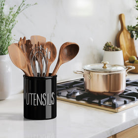 Large-capacity utensil crock from Barnyard Designs stores spoons, whisks, and more.