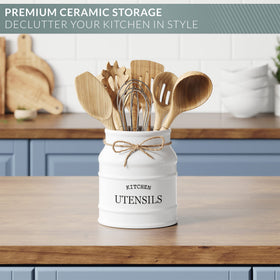 Barnyard Designs large white utensil crock for daily cooking tasks