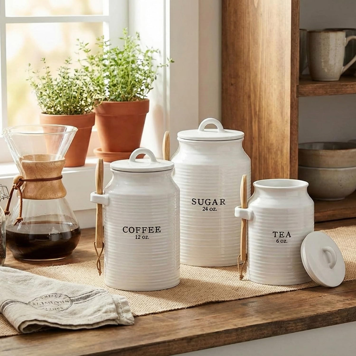 Barnyard Designs tea canister showcasing an airtight lid for freshness.
