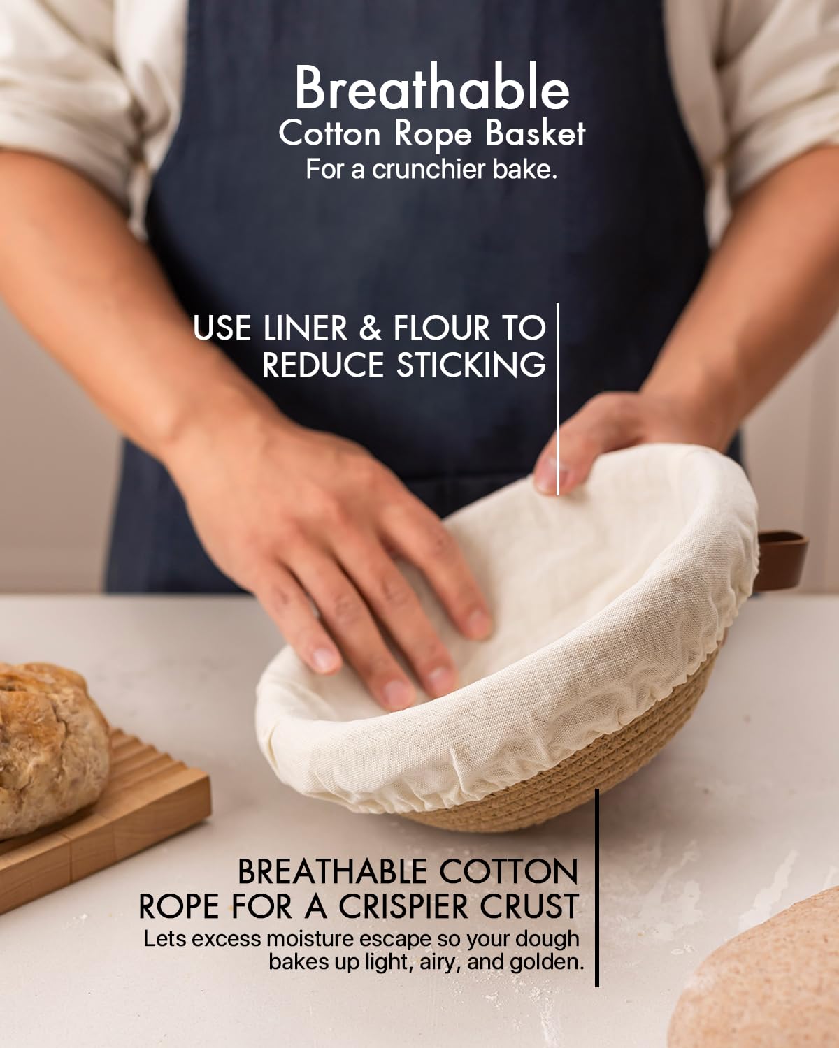 Baroyal Crispier Crust Round Banneton aiding even moisture balance