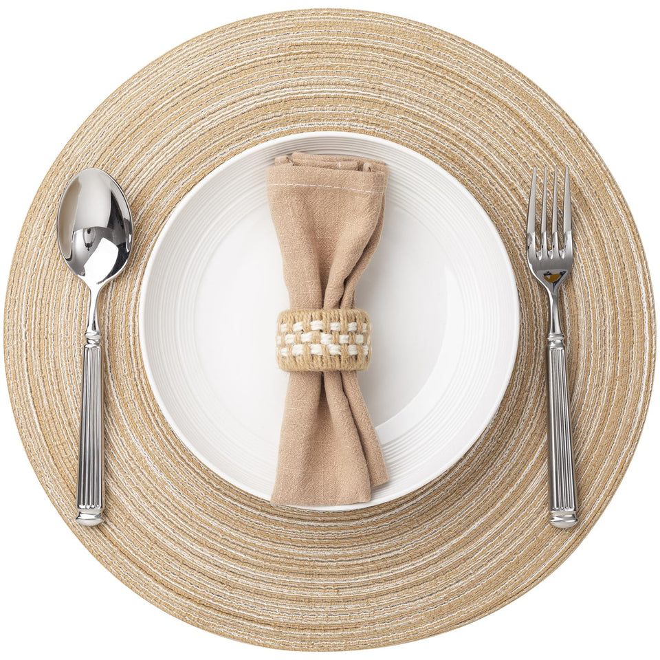BARoyal round placemats braided design enhances table aesthetics and protects surfaces.
