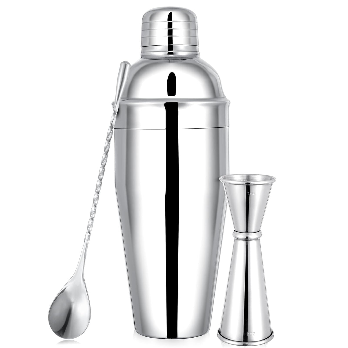 BARsics 24oz stainless steel shaker with mirror finish for portable professional mixing.