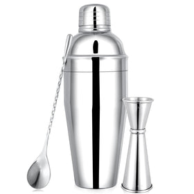 BARsics 24oz stainless steel shaker with mirror finish for portable professional mixing.