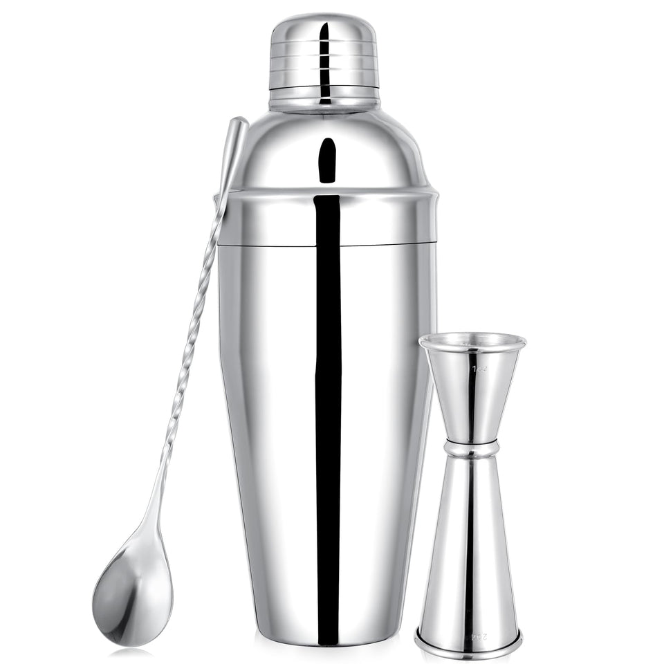 BARsics 24oz stainless steel shaker with mirror finish for portable professional mixing.