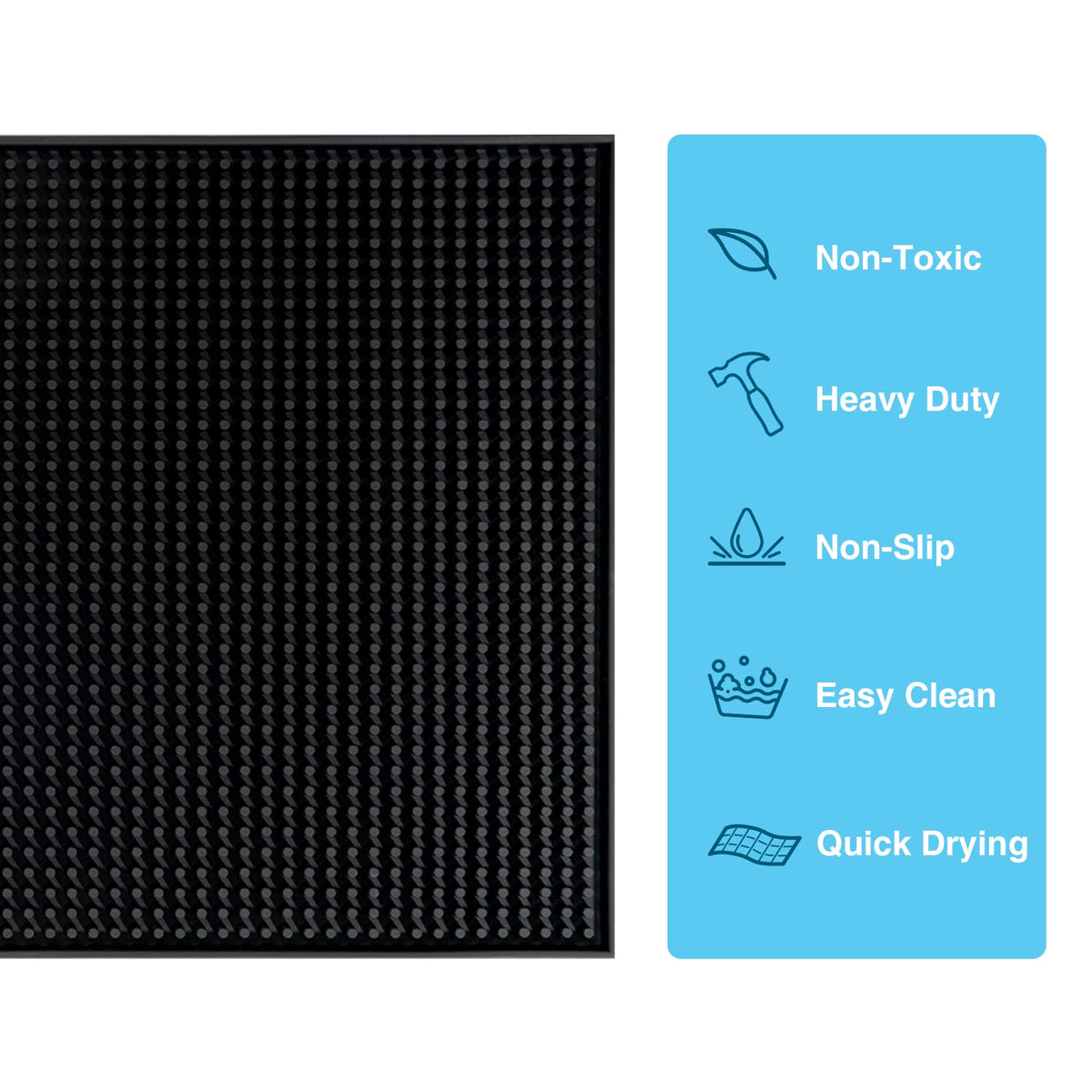 BARsics PVC Bar Service Mat is easy to wipe clean after use.