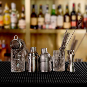 BARsics PVC Bar Service Mat doubles as a protective work surface.