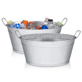 BARsics large 6-gallon beverage tub with ice for outdoor parties.