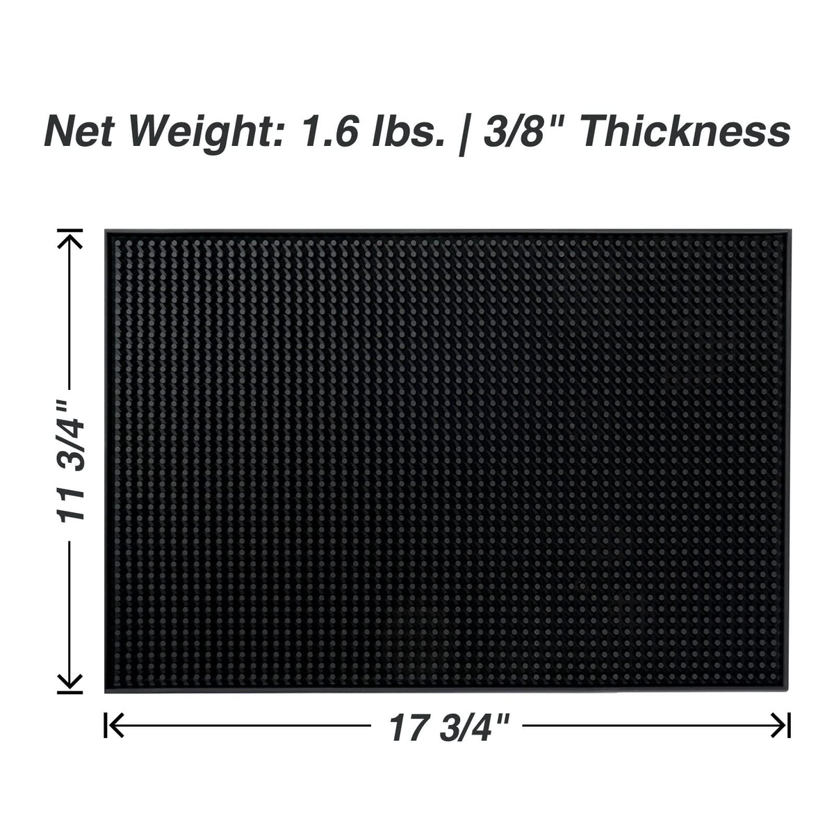 BARsics PVC Bar Service Mat 18x12 inches lays flat for stable glassware and shakers.