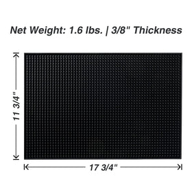 BARsics PVC Bar Service Mat 18x12 inches lays flat for stable glassware and shakers.