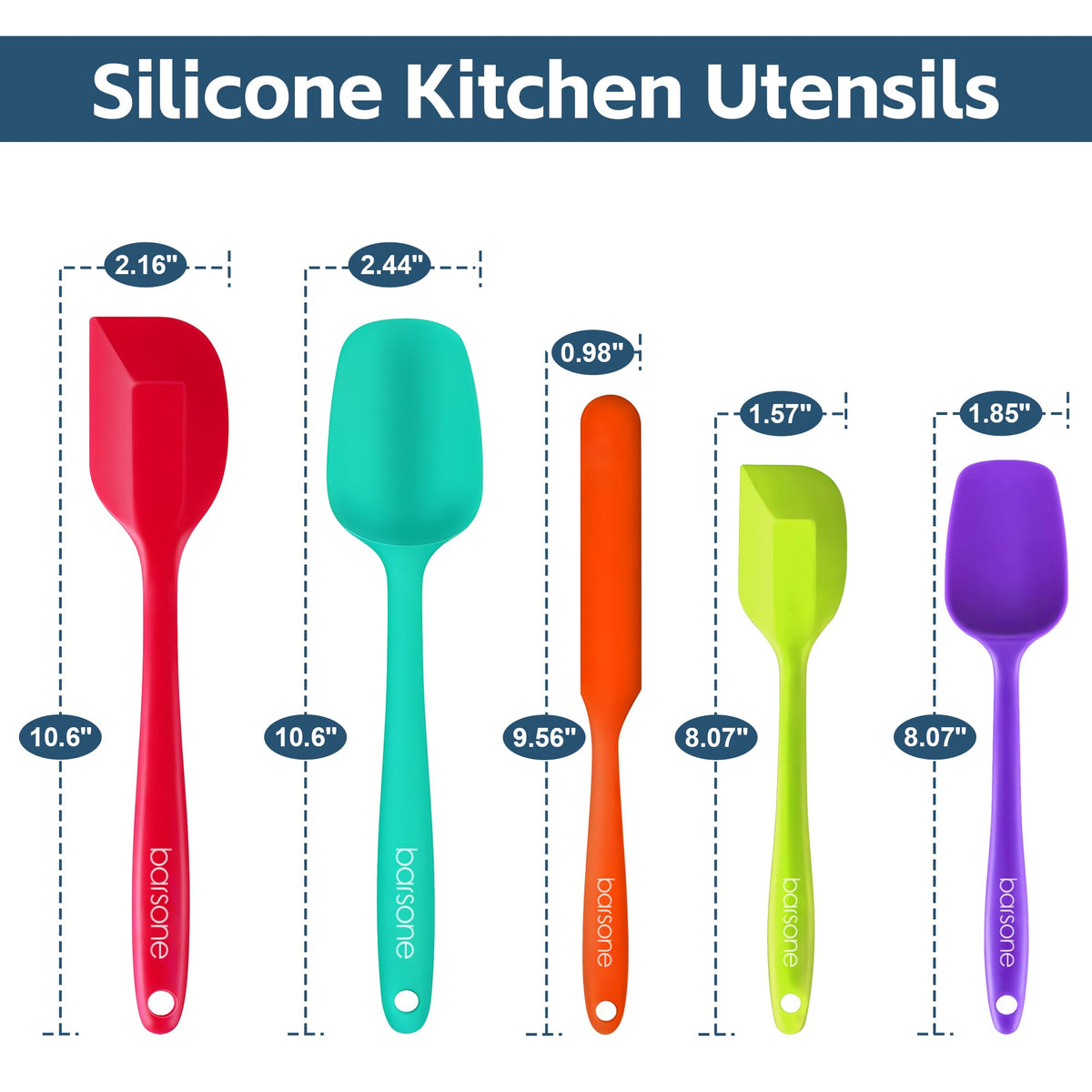 Barsone mixing spoon spatula in vibrant colors ideal for stirring batter.