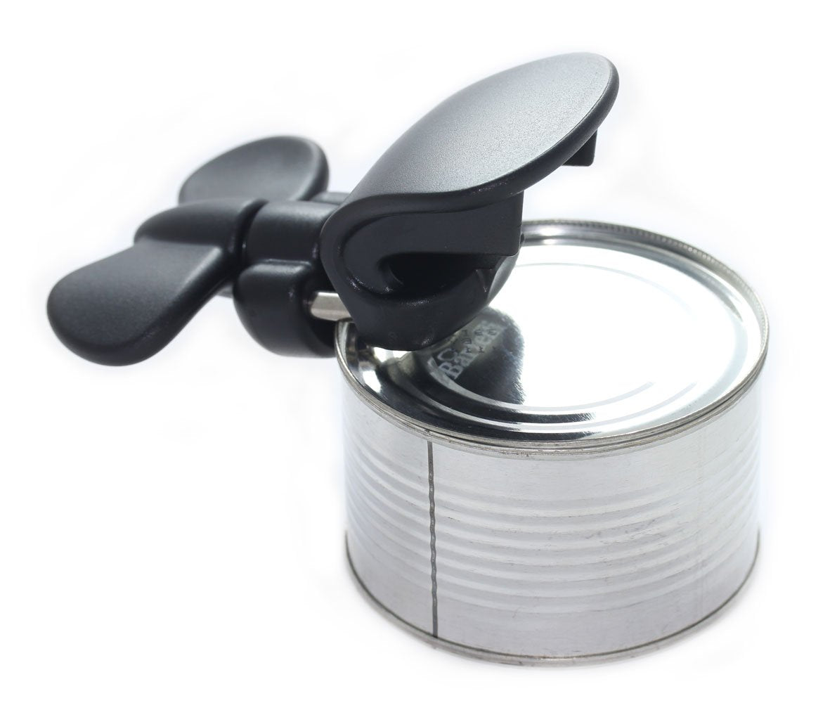Bartelli Soft Edge 3-in-1 can-opener demonstrating safe edge and smooth lid.