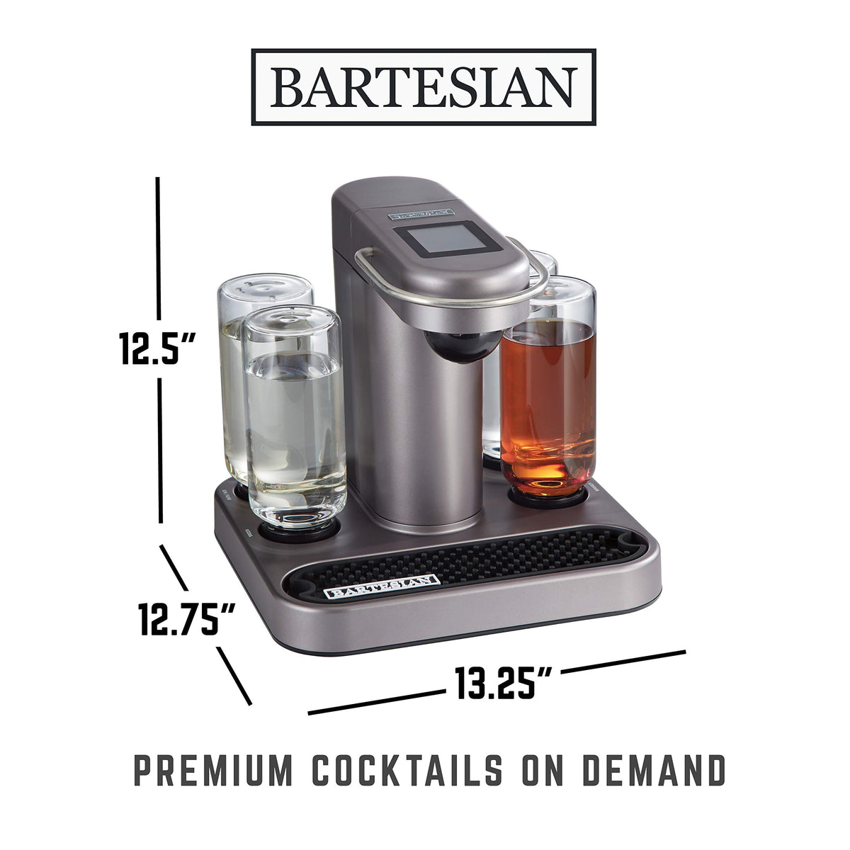Bartesian freshness-dated capsules on shelf highlighting real juice concentrates.