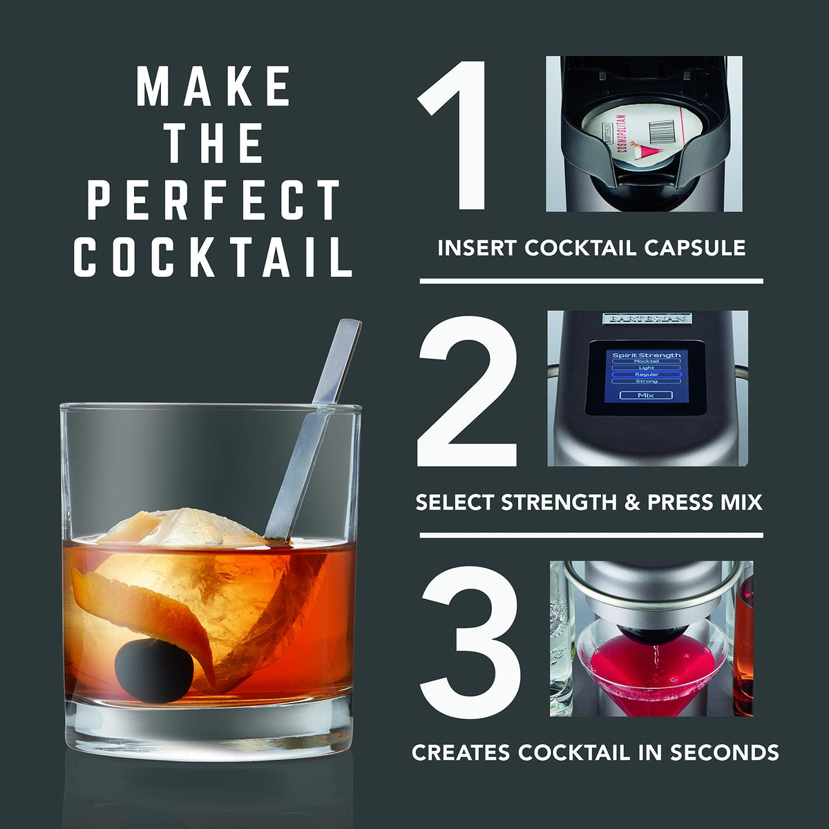 Bartesian glass with cocktail demonstrates a polished, consistent pour at home.