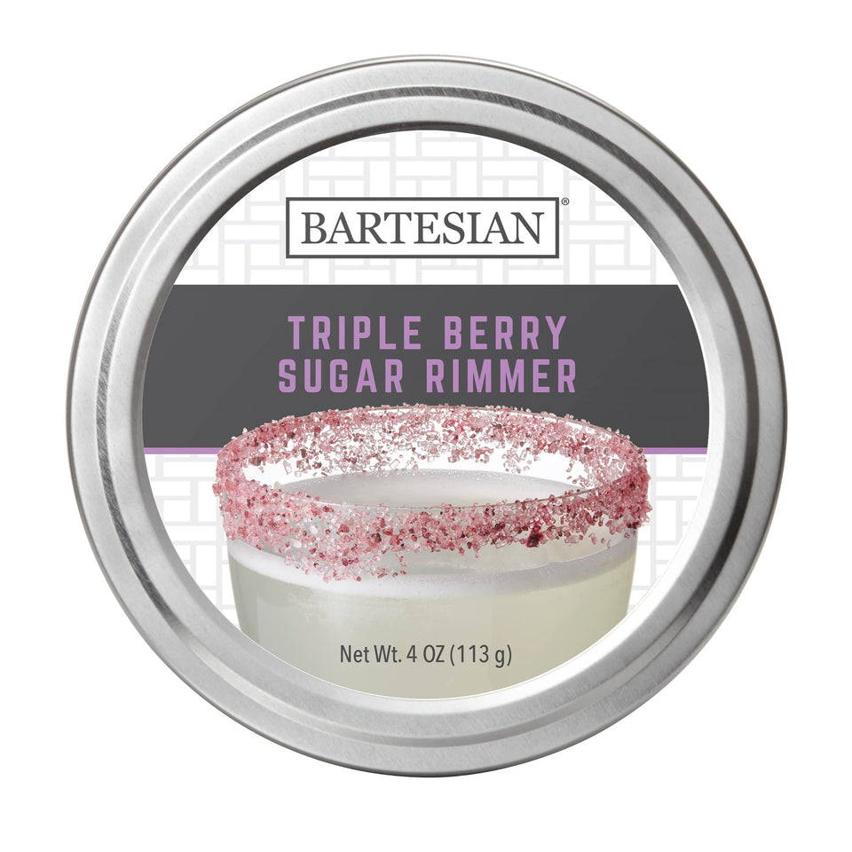 Bartesian triple berry sugar rimmer edge closeup ready-to-rim for vibrant flavor