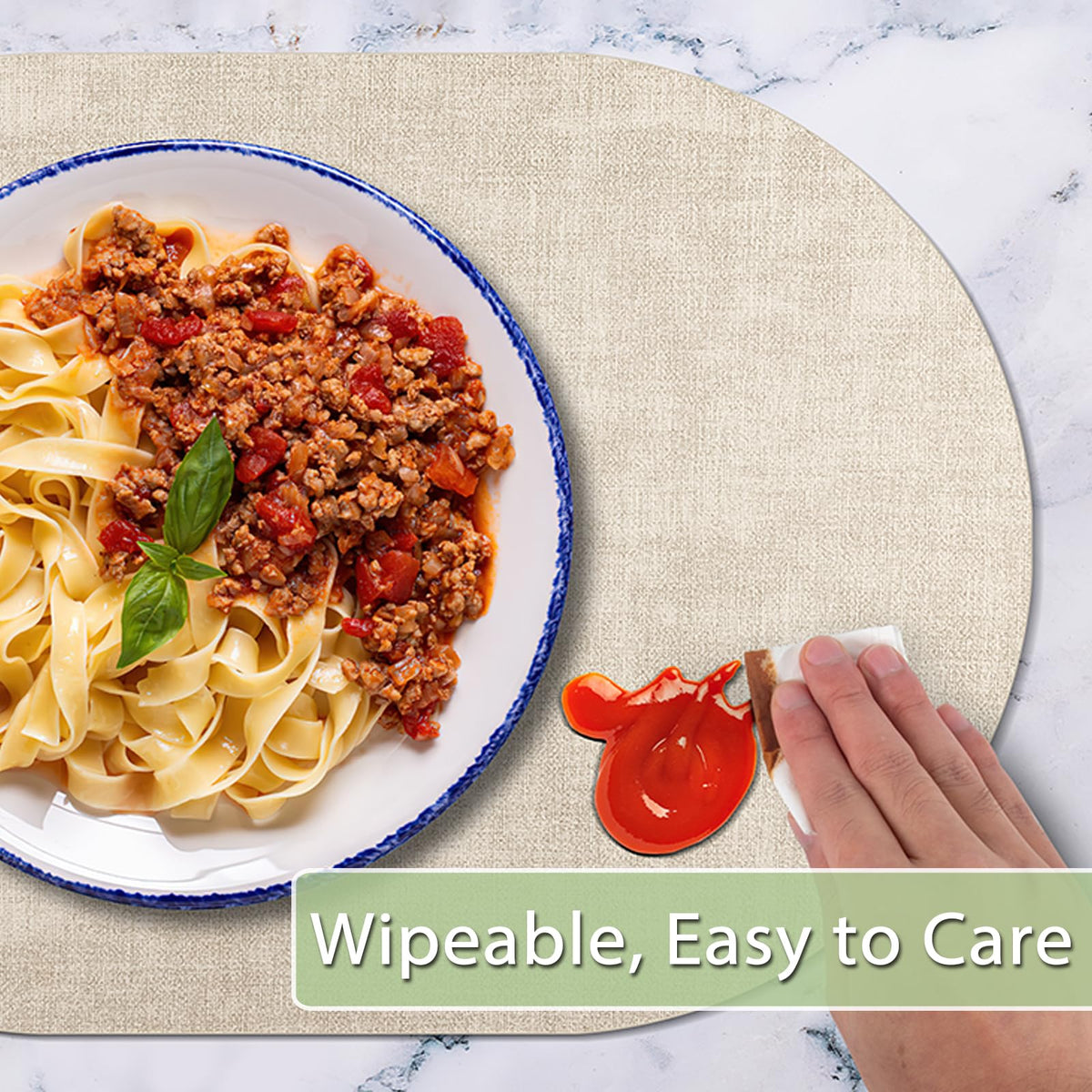 BARTHKIT heat-resistant double-layer placemats protect tabletops from hot pots.