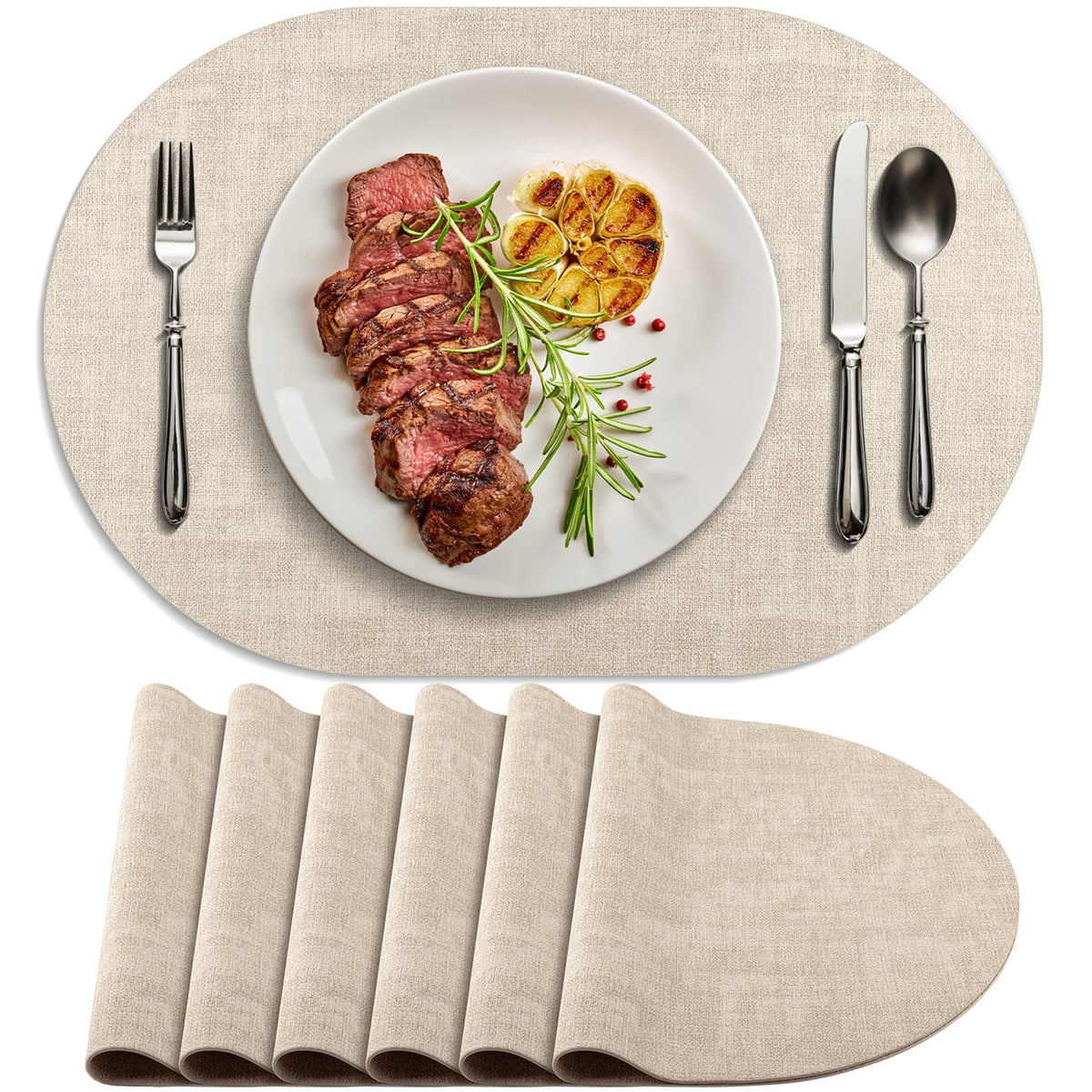 BARTHKIT placemats set of 6 on beige oval surface protect table from heat and spills