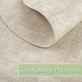 BARTHKIT placemats—beige oval leather adds elegant protection to dining areas.