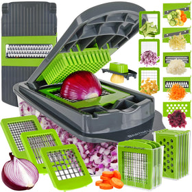 Bartnelli Vegetable Chopper Pro with 8 blades for quick slicing and dicing.