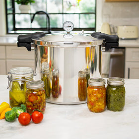 Barton's pressure canner locking lid with safety valve supports secure canning sessions.