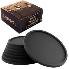 Barvivo set of 8 silicone coasters provides durable tabletop protection.