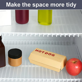 Barydat easy-install shelf liner slides onto shelves for quick setup.