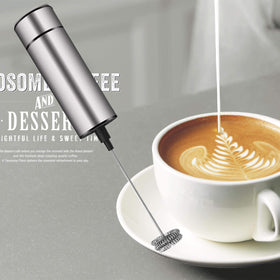 BASECENT close-up of the double whisk delivering rich milk foam