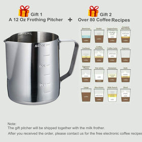 BASECENT frother in one-button operation for quick, mess-free frothing