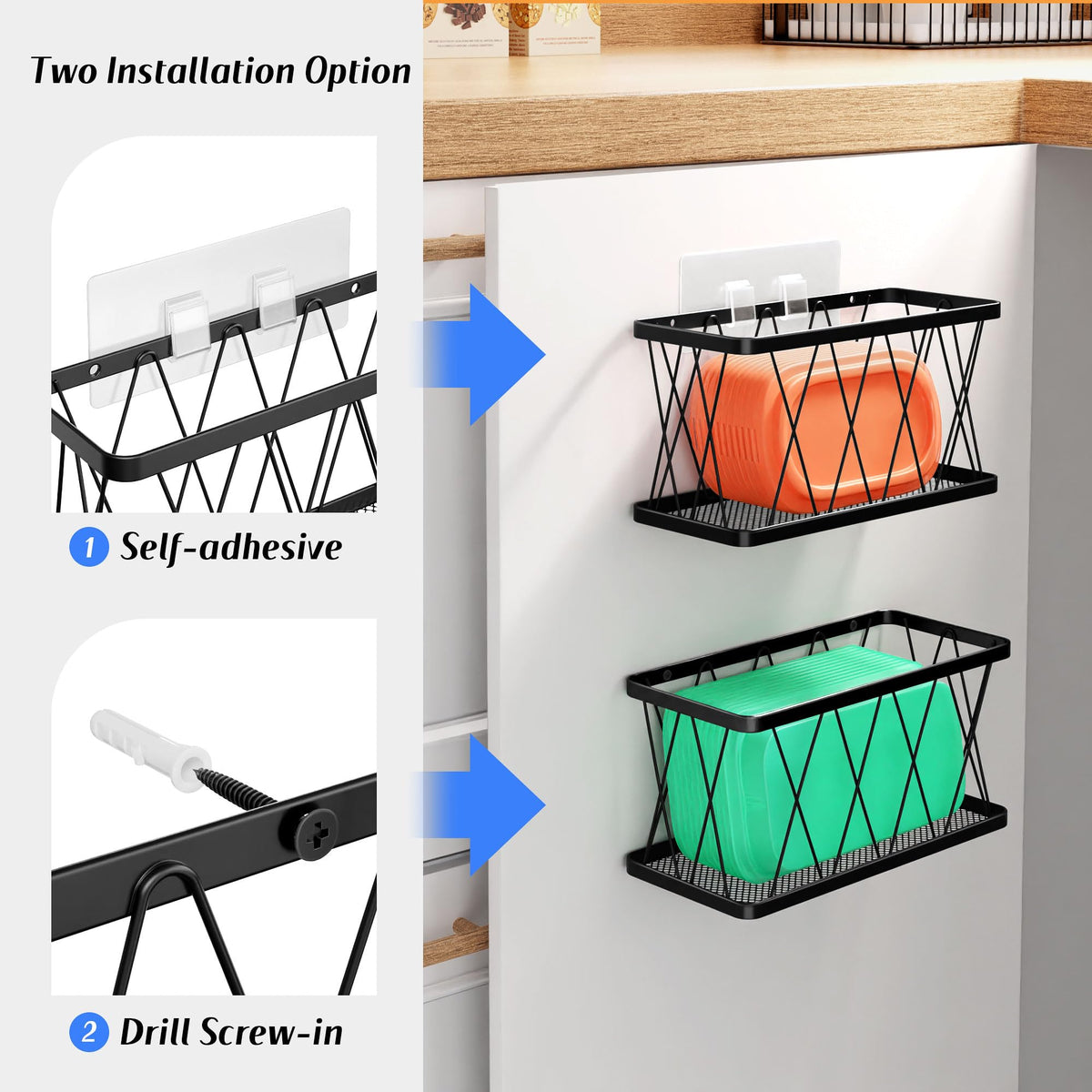 BasicForm space-saving cabinet door storage frees counter space.