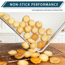 Bastwe 1-inch depth cookie sheet prevents overflow and supports even cooking.