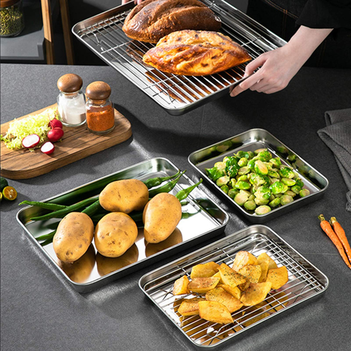 Bastwe 17.5 x 13 x 1 inch pans ready for cookies and more