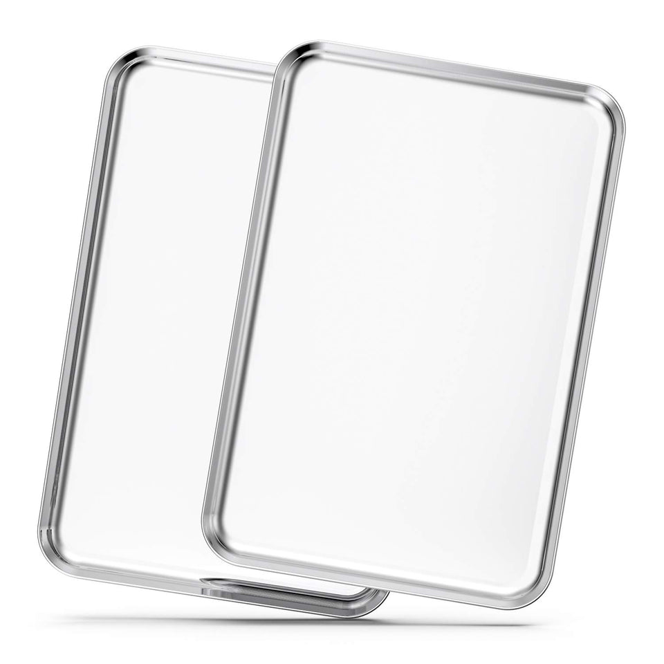 Bastwe 20-inch baking sheets front view with mirror finish for even browning.