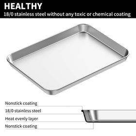 Bastwe stainless steel baking pan 16x12 for durable, non-toxic cooking surface.