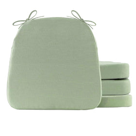 Battilo Home sage green chair cushions show fabric texture for comfortable dining seating.