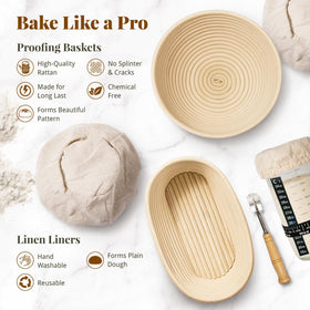 BAVIFY Banneton Basket Set natural rattan design for improved dough shape