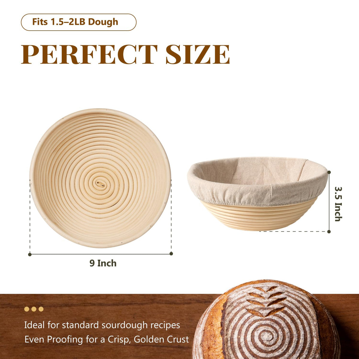 BAVIFY two-pack banneton set offers convenient baking for weekends