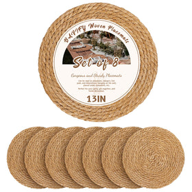 BAVIFY round woven boho placemats set of 8 showing rustic rattan texture for dining